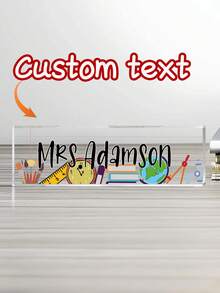 1pc Personalized Teacher Desk Sign, Teacher Acrylic Block Name Plate, Teachers Gifts Acrylic Plaque, Teacher Desk Decorations For Office School Supplies, Back-To-School Gift - Multicolor - View 17