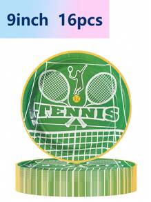 16 件网球运动主题生日派对用品盘子杯子纸巾网球派对、节日庆祝、生日派对、茶会、家庭办公室派对野餐、露营网球比赛用品、网球联谊会议休闲晚餐盘子套装