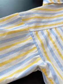 Spring/Autumn Kids Striped Collared Shirt, Fashion Korean Style Boys Casual Long Sleeve Blouse, Toddler/Little Boys - Blue - View 6