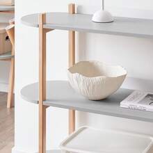 SoBuy Bookshelf Multifunctional Shelf Standing Shelf With 2 Shelves Coffee Table Sideboard Grey And Natural WHT Approx. 100x88x33cm HSTR01-H-HG - Grey - View 7