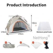 NetHong 3-4 Man Automatic Instant Pop Up Camping Tent Waterproof Outdoor Family Shelter - Multicolor - View 9