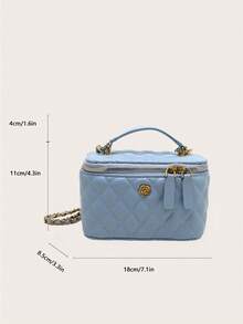 Bolsa de mano con caja de moda nueva, bolso de hombro/cruzado simple - Azul - Ver 8