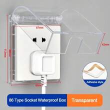 1 pieza Caja protectora autoadhesiva tipo 86 ultra delgada, impermeable, para toma eléctrica de pared, cubierta a prueba de salpicaduras para interruptor de pared en el baño