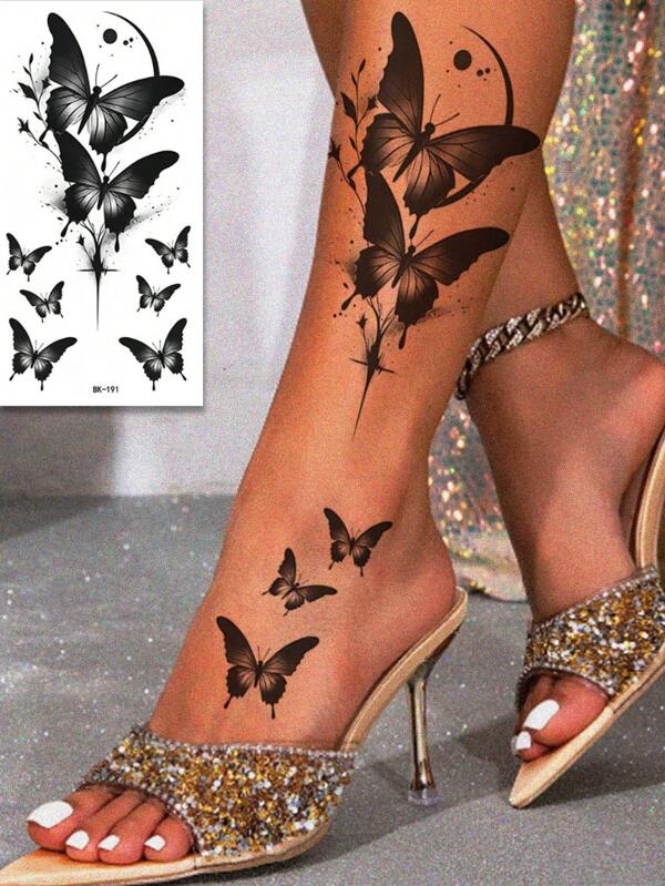 1 adesivo de tatuagem temporária de borboleta à prova d'água, adequado para cintura, abdômen, braços, peito, dura de 2 a 5 dias, cobre cicatrizes, pode ser usado nos braços, ombros, pernas, cintura, coxas e dedos como adesivo de tatuagem de arte corporal descartável, para homens, mulheres e meninas, decoração de festa diária, maquiagem, presente