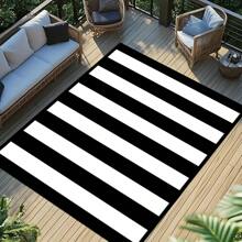 1/2 Set Modern Minimalist Black And White Striped Carpet, Living Room Carpet, Outdoor Carpet, Decorative Carpet, Hallway Carpet, Easy-To-Clean Carpet, Ideal For Bedrooms, Kitchens, And Entryways.