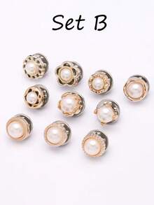 10pcs Anti-Slip Adjustable Crystal Elastic Button, Invisible Dress Shirt Waist Buckle, Sewing-Free Clasp - White - View 9