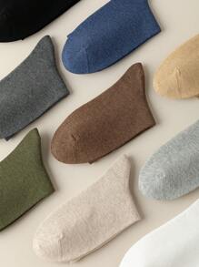 9 Pairs Men Solid Color Mid-Calf Socks, Soft & Comfortable, Versatile Long Socks Suitable For Daily Wear, Casual, Sports, Business, Autumn/Winter