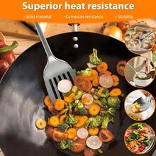 Stainless Steel Cooking Utensils Set - 5 Piece Silver Kitchen Tools With Wooden Handle - Silver - View 2