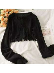 1pc Summer Women Sunscreen Cardigan Ruffle Design Sunscreen Clothing Slim Korean Style Long Sleeve Short Coat