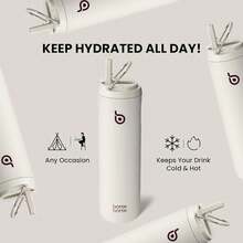 New-88  Insulated Water Bottle 24oz  Straw Lid And Handle For Sports Travel Gym Stainls Steel Water Bottl Double-Wall Vacuum Metal Le Proof - - 淺灰色 - 查看 5