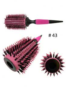 Escova De Cabelo Térmica Rosa Cerdas De Javali Mista Madeira