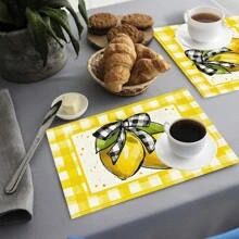 1pc/4pcs/6pcs Vintage Country Style Pattern Printed Linen Placemats, Suitable For Dining Table, All Season Home Decor, Modern Washable Tabletop Mats, Room Decoration, Placemats, Coasters, Kitchen Dining Mats, Party Supplies, Ideal Gift