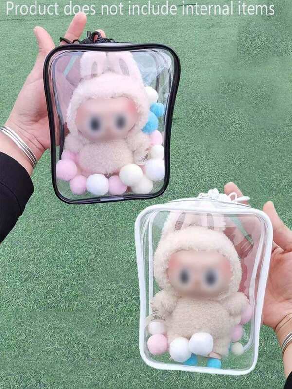 4pcs/3pcs/2pcs/1pc(S) Compatible With Labubu High Transparent Stereoscopic Doll Carrier, Pram Organizer Pouch, Plush Doll Storage Bag, Cosmetic Bag, Transparent Travel Hanging Pouch, Essential Summer Travel Items, Travel Accessories, Organizer And Storage