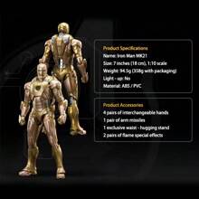 Hasbro 1:10 Scale 7-Inch Golden Iron Man MK21 Collectible Action Figure With Detachable Accessories, Display Base & Premium Gift Box - Movie Replica
