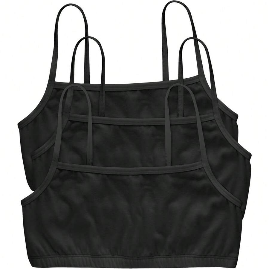 Women's Cotton String Bralette (3 Pack) - Black/Black/Black - View 1