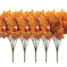 Set de 5 piezas Ramo de flores de hojas de arce artificiales, hojas de arce otoñales simuladas, plantas artificiales, para decoración de pared con flores, diseño de escenas, arreglos florales para sala de estar, dormitorio, bodas, fiestas, decoración del hogar, relleno de escritorio. Decoración de Halloween, hojas de otoño, cosecha de Acción de Gracias, suministros navideños, decoración del hogar, decoración de mesa, decoración de estilo rústico.