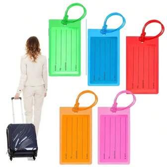 3-12Pcs Women Men Travel Accessories Silicon Luggage Tags Suitcase ID Name Address Holder Baggage Tag Unisex Label High Quality