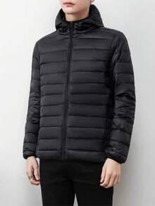 SUN CAI Men's Hooded Jacket, Imported Lightweight Fabric Jacket - 黑色 - 查看 3