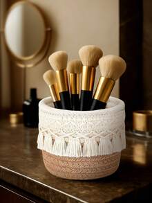 Cesta de almacenamiento con borlas