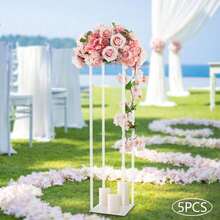 Futchoy 5x 39" Tall Clear Flower Stand Acrylic Column Vase Wedding Party Home Decoration - trắng - Xem 4