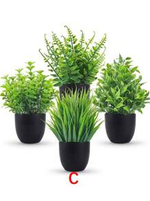 1/4pcs Black Flower Pot Simulation Plants With Small Artificial Plants, Including Pots For Indoor Home Decor, Office, Bathroom And Bedroom, Perfect For Indoor Desk Artificial Plant Decoration, Wedding Decoration, Birthday Party Gift, Garden Decoration, Outdoor Plants, Gardening, Fake Flowers, Room Decor, Home Decor