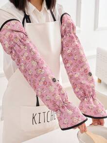 1 Pair Unisex Ditsy Floral Turnover Sleeve Cover, Fashion New Style Waterproof Oil Proof Arm Sleeve Protectors For Cooking, Housework