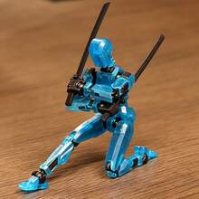 1pc Glow-In-The-Dark Articulated Action Figure - 3D Printed, Multi-Jointed Collectible Toy, Blue/Transparent - Multicolor - View 5