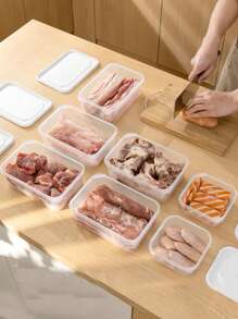 Juego de 6 piezas de 1200ML/42oz Cajas de almacenamiento para refrigerador, recipientes de conservación de alimentos con tapas, cajas apilables para congelador para carne, frutas, verduras, encurtidos, organización de cocina y loncheras para exteriores