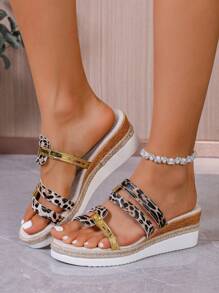 Women Platform Wedge Slide Sandals, Fashion Open Toe High Heel Comfy Casual Outdoor Slippers, Summer