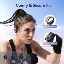 GNMN Wireless Earbuds Bluetooth Headphones Over Ear Buds 90H Playback IPX7 Waterproof Sports Earphones Deep Bass With Wireless Charging Case Dual LED Power Display Earhooks Headset For Running Black - 黑色 - 查看 5