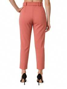 Women's Tailored Formal Pants In Polyester Elastane With Belt - Maxma 6622 - Rosa Oxidada - Ver 2