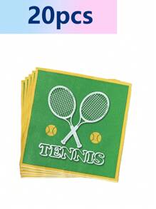 16 件网球运动主题生日派对用品盘子杯子纸巾网球派对、节日庆祝、生日派对、茶会、家庭办公室派对野餐、露营网球比赛用品、网球联谊会议休闲晚餐盘子套装