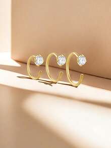 1pc S925 Sterling Silver CZ Nose Ring Body Jewelry, Women's Size 6mm/8mm/10mm