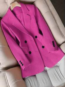 HOMEYEE 女士复古优雅休闲商务办公室 OL 西装外套，长袖，秋冬