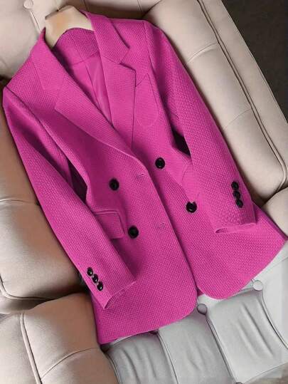 HOMEYEE 女士复古优雅休闲商务办公室 OL 西装外套，长袖，秋冬