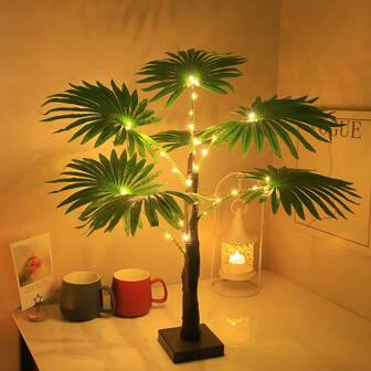 1pc LED Palm Tree Decorative Light Festival Party Atmosphere Light Living Room Bedroom Scene Decoration Landscape Luminous Tree, Perfect For Home, Garden And Room Decoration, Christmas, Mother's Day, Wedding Multi Functional Decoration | Artificial Palm Tree | Durable Plastic