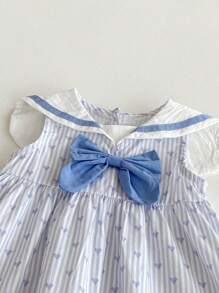 Robe d'été pour bébé fille au style marin avec nœud papillon et imprimé en forme de cœur