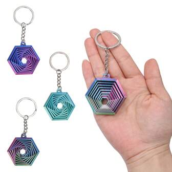 3D打印玩具几何六边形减压环钥匙扣，几何造型指尖可自由变形变换便携减压玩具