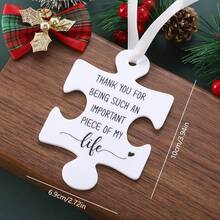 1pc 2D Acrylic Puzzle Pendant, Infinite Gratitude, Precious Friendship Acrylic Puzzle Ornament - The Perfect Gift For Best Friends And Teachers, Convey Heartfelt Sentiments, Christmas Tree Decoration Home Decor Christmas Decorations Room Decor