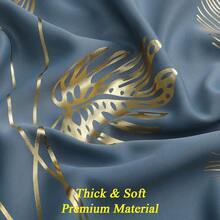 New  Stone Blue Blackout Curtains For Bedroom,Room Darkening Gold Palm Tree Pattern Curtains 84 Inch Long,Light Blocking Rmal Insulated Window Drap For Living Room,52Wx84L,2 Panels - Stone Blue Gold Print 52 W x 84 L (Pack -2) - View 5