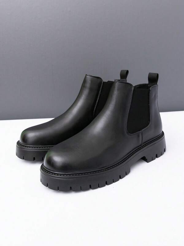 Botas Chelsea com Sola Grossa Masculinas, Simples e Elegantes, Aumentando a Altura