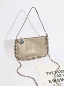 DareSee 手工链条编织多功能银色金属斜挎包，可作手提包、单肩包或邮差包使用。适合音乐节、Y2K音乐节、返校季、秋冬季节等场合的礼物。 - 銅色 - 查看 4