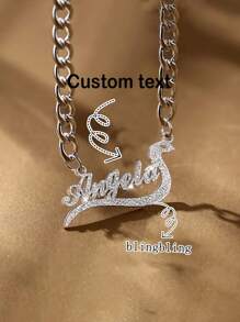 Collier sablé personnalisé à simple couche, pendentif personnalisé avec nom et symbole du serpent zodiac brillant, chaîne gourmette en acier inoxydable 201, nouvelle bijouterie 2025, cadeau pour la Saint-Valentin, la Fête des Mères, l'anniversaire, l'anniversaire de mariage