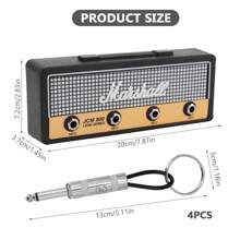 Estante de almacenamiento de llaves retro creativo montado en la pared, gancho para llaves de guitarra audio montado en la pared, con 4 llaveros de enchufe de guitarra, adecuado para entusiastas de la música. Organizador de llaves montado en la pared, soporte de llaves de diseño minimalista, almacenamiento individual para el hogar y la oficina