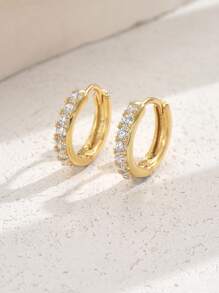 1 Paar modische 12 mm Creolen, minimalistisch, mehrfarbig, leichtgewichtig, Schmuck mit goldfarbenen Zirkonia - Alltagsschmuck für Frauen