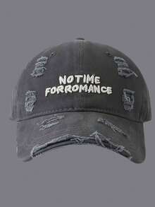 1 件字母 NOTIMEFORROMANCE 刺绣棒球帽，男女通用做旧破洞软顶帽，适合户外遮阳帽，可送朋友或家人 - 彩色 - 查看 12