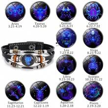 Zodiac Signs Spirit Bracelet Zodiac Bracelet For Women Men Adjustable 12 Constellation Bracelet Multilayer Zodiac Black Leather Bracelets Zodiac Sign Wrap Bracelet For Women Men Birthday Jewelry