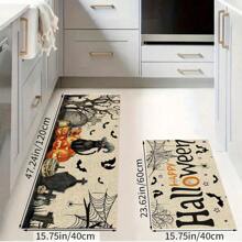 1pc Halloween Doormat, Non-Slip Rubber Backing, Halloween Entryway Decor, Indoor/Outdoor Use, Durable Polyester Floor Mat For Kitchen, Living Room, Patio, Coffee Shop, Bar, Holiday, Party, Bedroom, Bathroom