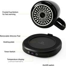 Calentador de tazas de café y juego de tazas de mármol de lujo, calentador eléctrico de tazas con apagado automático, 4 ajustes de temperatura, calentador de bebidas inteligente de 8 horas, apagado - Taza sencilla de color negro puro - Ver 8