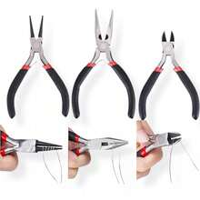 Kit 3 Professional Pliers For Crafts And Jewelry - Cutting, Round Tip And Alligator - ASSORTED - View 1